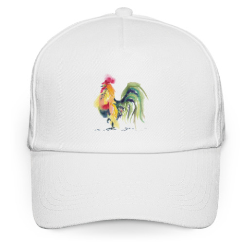 Кепка бейсболка с принтом Петух символ 2017 акварельный