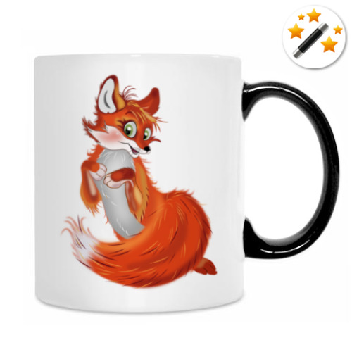 Кружка-хамелеон с принтом Лисичка
