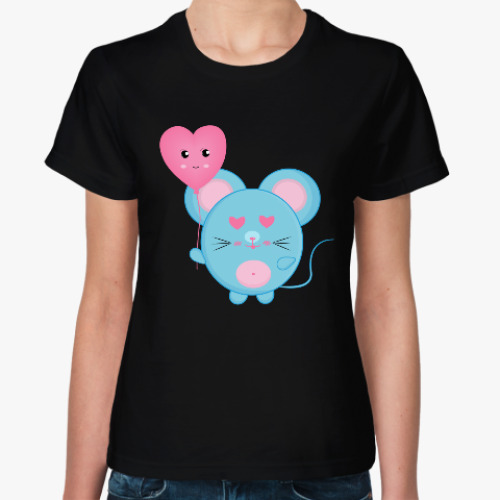 Женская футболка Влюблённая мышь