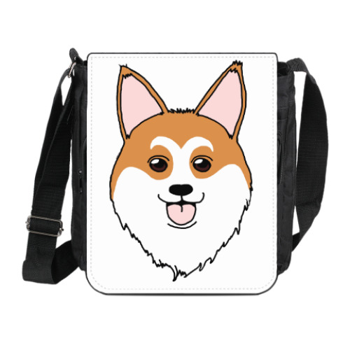 Сумка на плечо (мини-планшет) с принтом Собака-улыбака