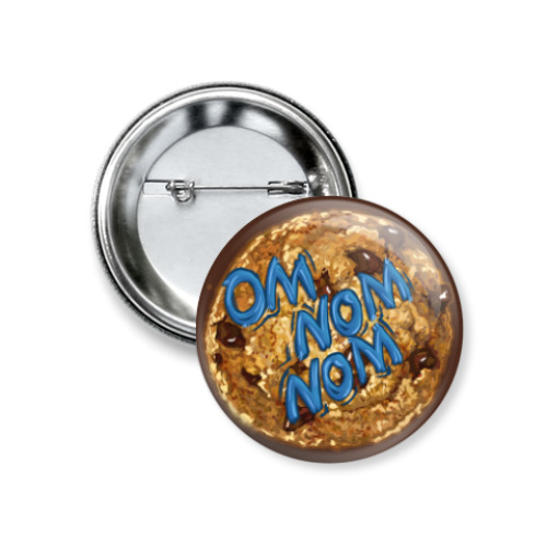 Значок 37мм Om nom nom Печенье Cookie Monster