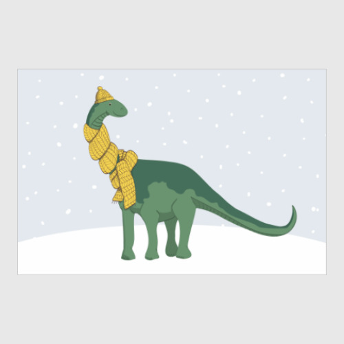 Постер брахиозавр в шарфике