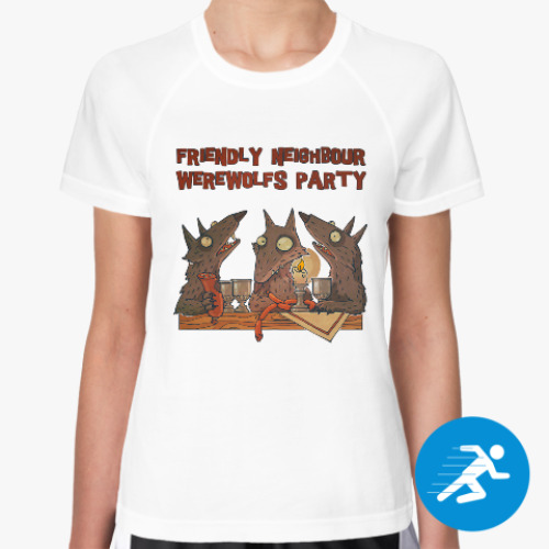 Женская спортивная футболка с принтом Вечеринка обортней