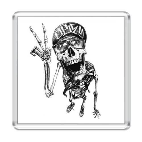 Магнит с принтом Thrash-скелет
