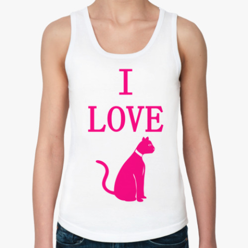 Женская майка I love cat