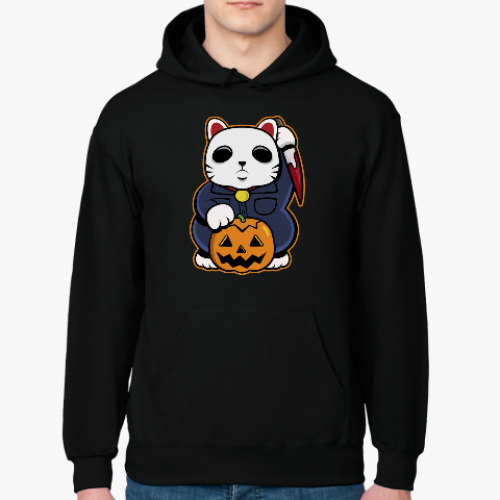 Толстовка худи Halloween Maneki Neko и тыква