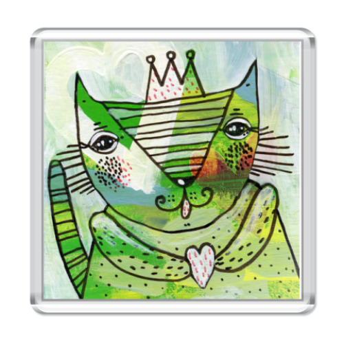 Магнит с принтом  Кошка-принцесса