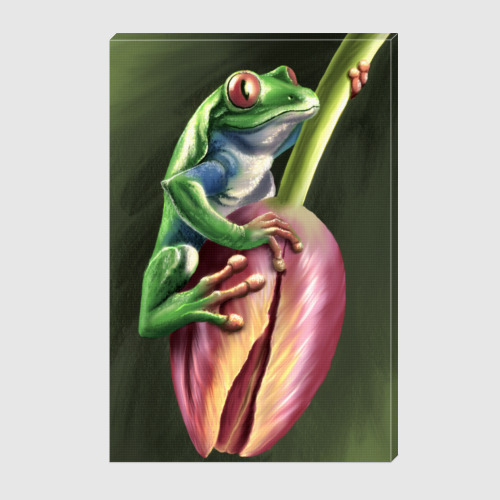 Холст с принтом Лягушка на цветке