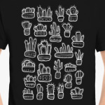 Коллекция смешных кактусов в горшочках