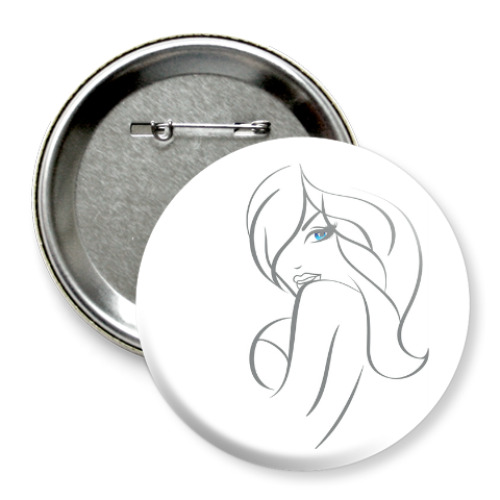 Значок 75мм девушка с голубыми глазами