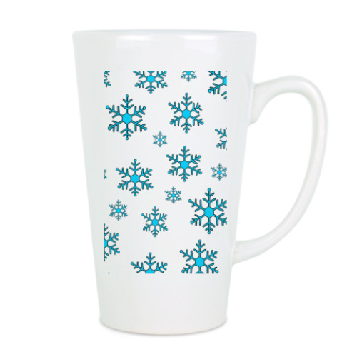 Чашка Латте с принтом "Снежинки"