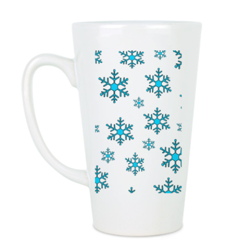 Чашка Латте с принтом "Снежинки"