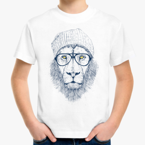 Детская футболка Крутой лев хипстер