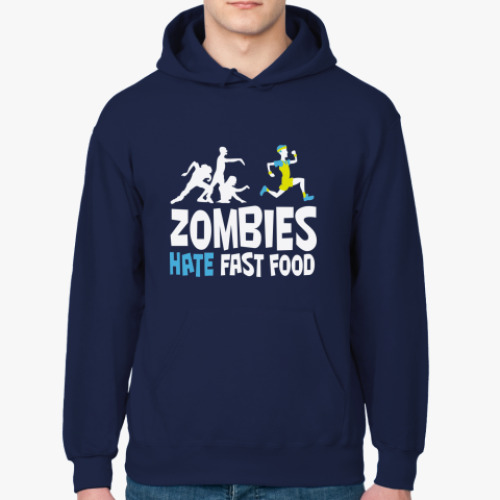 Толстовка худи с принтом Zombies hate fast food