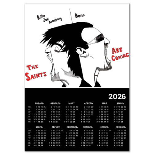 Календарь с принтом Bono