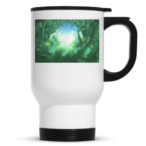 Кружка-термос с принтом Зелёный лес