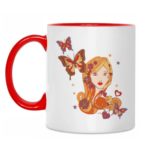 Кружка с принтом Девушка