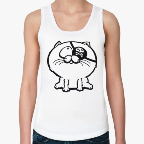 Женская майка с принтом  котенок-пират