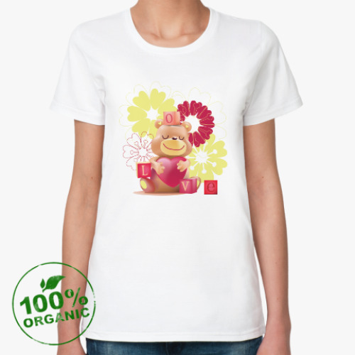 Женская футболка из органик-хлопка Влюбленный медведь