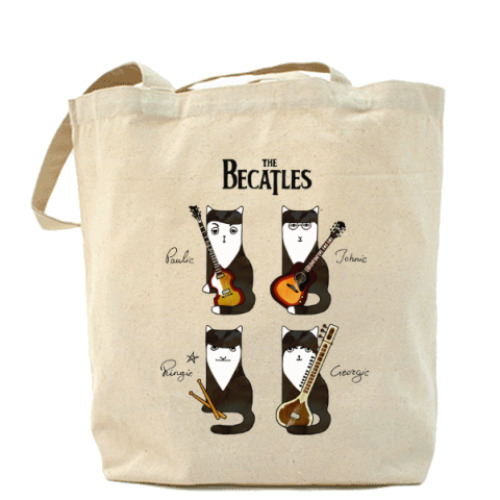 Сумка шоппер Коты музыканты Beсatles