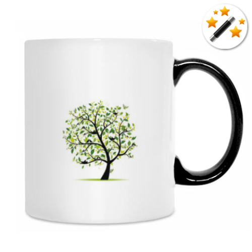 Кружка-хамелеон с принтом дерево