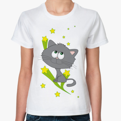 Классическая футболка с принтом   Space cat