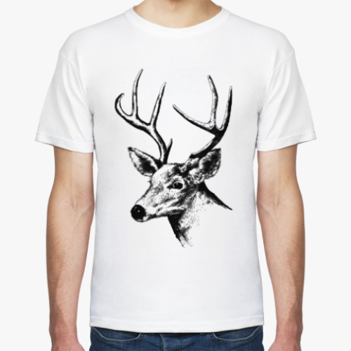 Футболка с принтом Олень как Мона Лиза