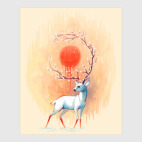 Постер 80 х 100 см Дух весны белый олень