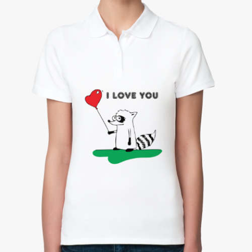 Женская рубашка поло 'I LOVE YOU' с Енотом