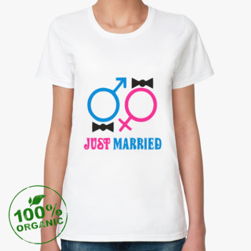 Женская футболка из органик-хлопка just married