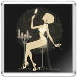 Элегантная красивая женщина с зеркалом силуэт