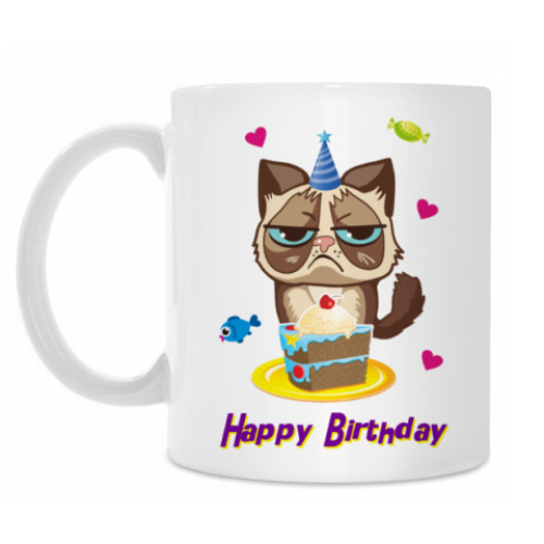 Кружка с принтом Угрюмый кот Тард - Grumpy Cat