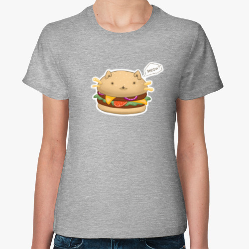 Женская футболка Кот бургер