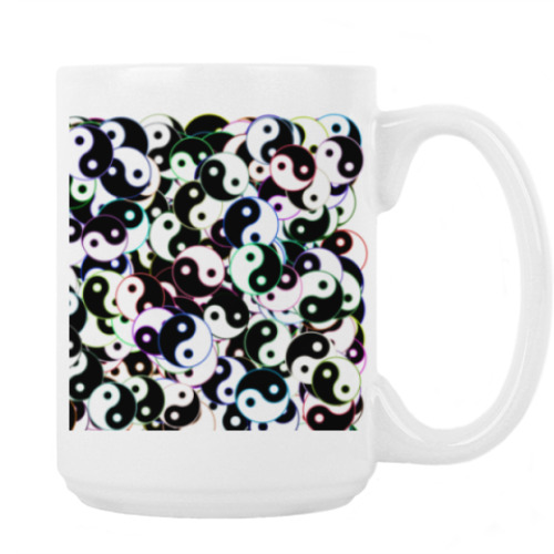 Кружка с принтом Инь Ян с цветным контуром