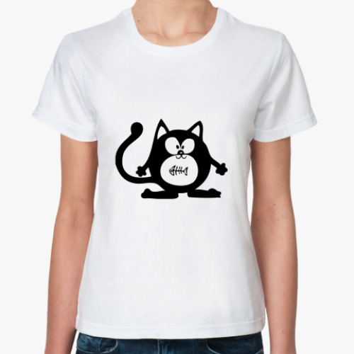 Классическая футболка с принтом Киска