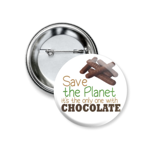 Значок 37мм Planet with chocolate