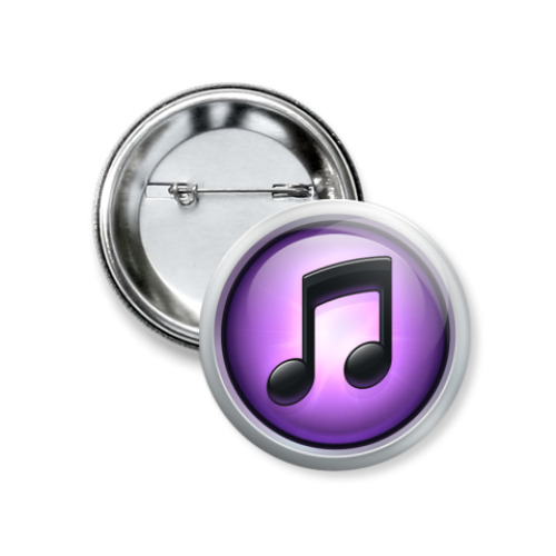 Значок 37мм с принтом музыка