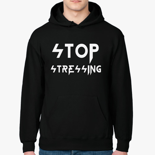 Толстовка худи с принтом Стоп стресс