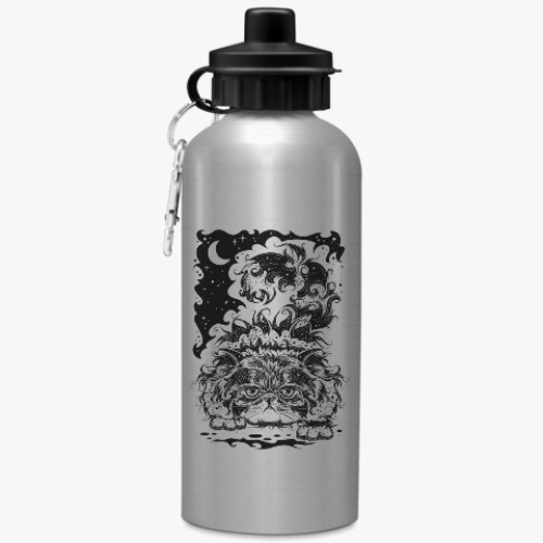 Бутылка с карабином (500 мл) с принтом кот