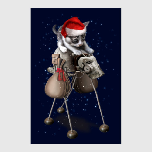 Постер Happy New Year steampunk cat