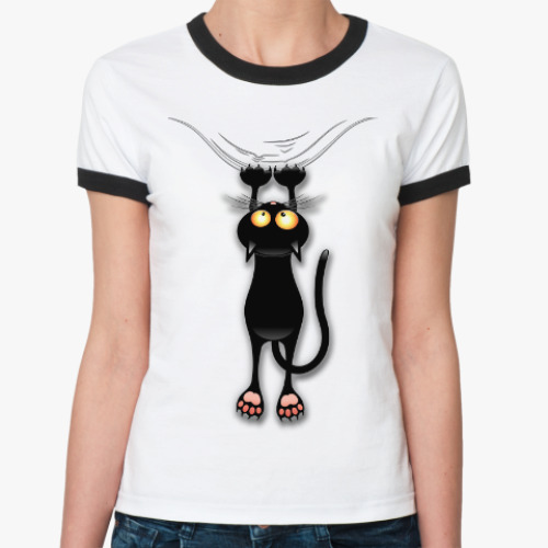 Женская футболка Ringer-T Черная кошка