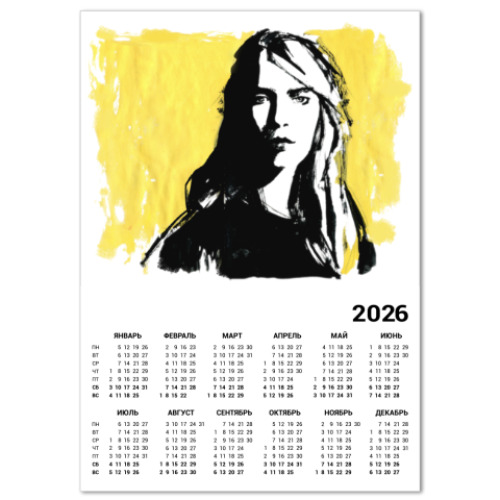 Календарь с принтом Девушка