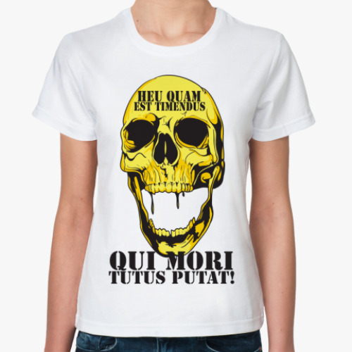 Классическая футболка с принтом qui mori tutus putat