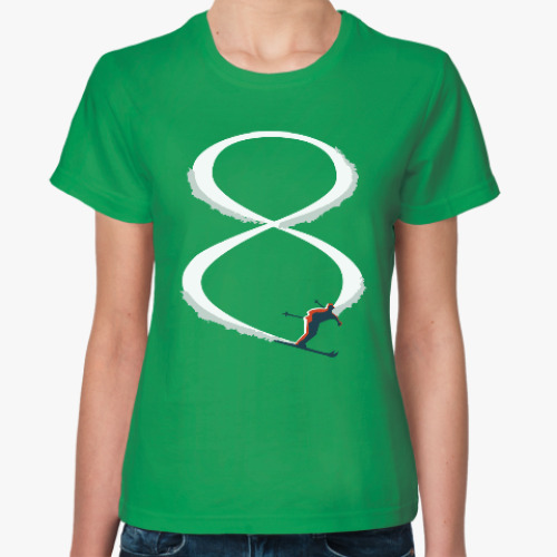 Женская футболка с принтом горные лыжи