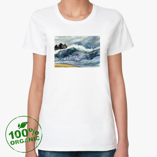 Женская футболка из органик-хлопка Шторм на море