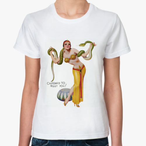 Классическая футболка с принтом Pin-Up Girl