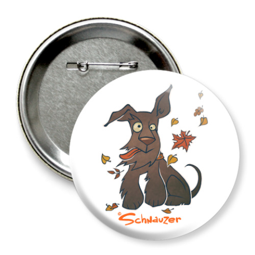 Значок 75мм с принтом Осенний шнауцер