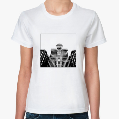 Классическая футболка с принтом Здание