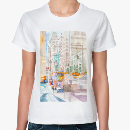 Классическая футболка Отражения в окнах Нью Йорка