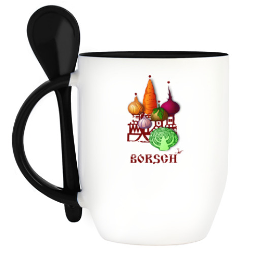 Кружка с ложкой 'Борщ'